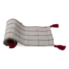 Tag White Multi Cotton Table Runner With Tassels 72 X 14.5 In Red