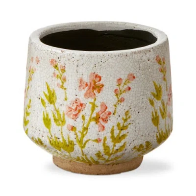Tag Wild Flower Footed Planter Medium Multi Terracotta Spring