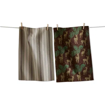Tag Wilde Pine Deer Dishtowel Set In Brown