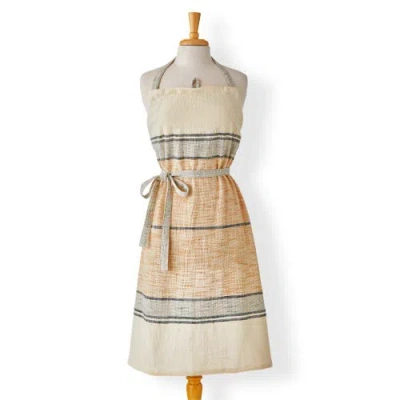 Tag Wilson Striped Cotton Apron Multi 37x35 In Brown