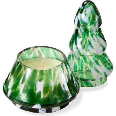 Tag Winter Bonfire Tree Candle Sculpted Scented Green Wax