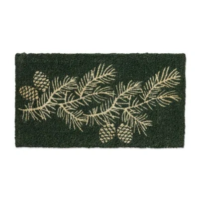 Tag Winter Pinecones Coir Door Mat Natural Christmas Decor In Green