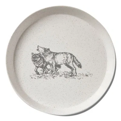 Tag Winter Sketch Wolf Ceramic Appetizer Plates For Christmas In White