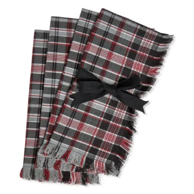 Tag Winter Sketches Black Cloth Napkins Set Of Four Cotton In Multi