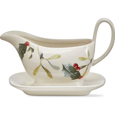 Tag Winter Sprig Ceramic Gravy Boat And Saucer Set Multicolor