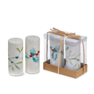 Tag Winter Sprig Ceramic Salt And Pepper Shakers Set Of Two In White