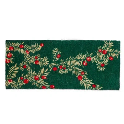 Tag Winter Sprig Coir Door Mat Natural Christmas Doormat Green