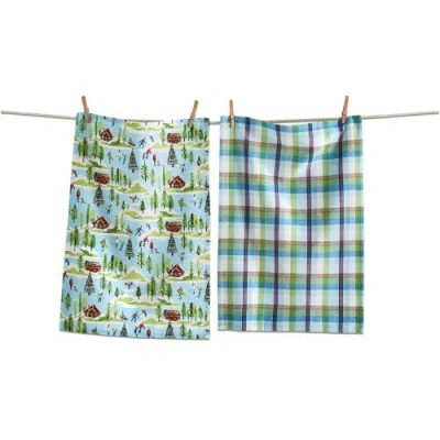 Tag Winterfest Multicolor Cotton Dishtowel Set Of 2 For Christmas In Green