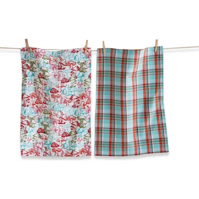 Tag Woodcut Mushroom Dishtowel Set In Multi