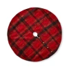 Tag Wooly Plaid Christmas Tree Skirt Red Multi Cozy Holiday Decor In Red