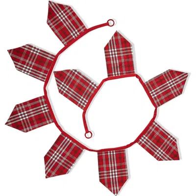 Tag Woven Plaid Pendant Garland Decorative Wall Banners Holiday In Red