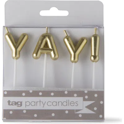 Tag Yay! Candle Set Paraffin Wax Plastic Pick Gold Letters Birthday Party Decor