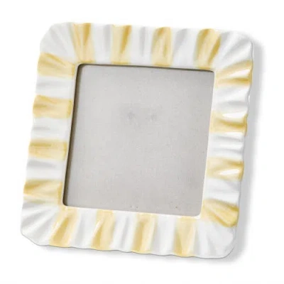 Tag Yellow Stripe Ruffle 4x4 Photo Frame Earthenware Mdf Glass 6.25x6.25in