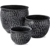 Tag Zahara Set Of 3 Black Aluminum Planters Easy Clean Pots In Black
