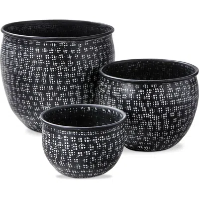 Tag Zahara Set Of 3 Black Aluminum Planters Easy Clean Pots