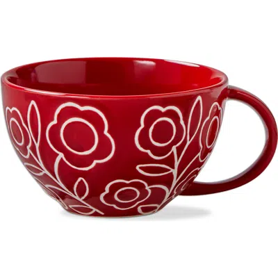 Tag Zoey Flower Latte Mug Red Stoneware Everyday