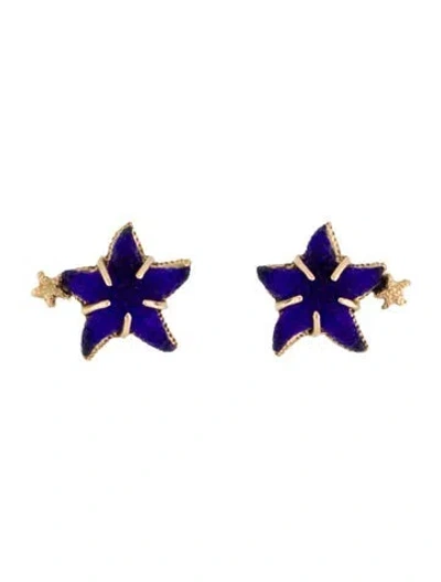 Pre-owned Tagliamonte 14k Glass Starfish Stud Earrings In Multi