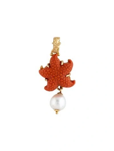 Pre-owned Tagliamonte 14k Pearl & Glass Starfish Pendant In Multi
