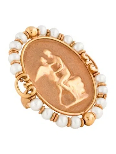 Pre-owned Tagliamonte 14k Pearl Cocktail Ring In Multi