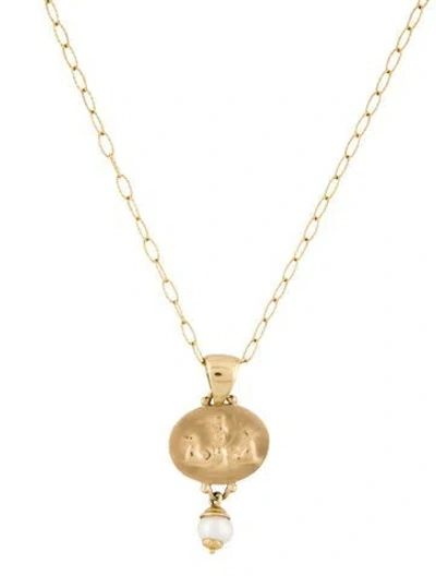 Pre-owned Tagliamonte 14k Pearl Pendant Necklace, 17" In Multi