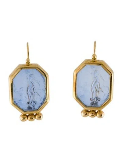 Pre-owned Tagliamonte 18k Glass Intaglio Earrings In Multi