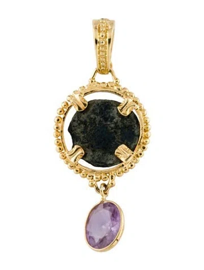 Pre-owned Tagliamonte Amethyst & Coin Enhancer Pendant In Multi