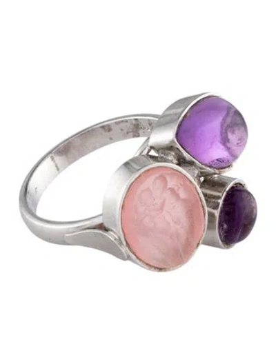 Pre-owned Tagliamonte Amethyst & Venetian Intaglio Cocktail Ring In Multi