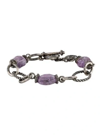 Pre-owned Tagliamonte Amethyst Chain Link Toggle Bracelet, 7.75" In Multi
