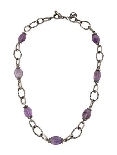 Pre-owned Tagliamonte Amethyst Chain Link Toggle Necklace, 24" In Multi