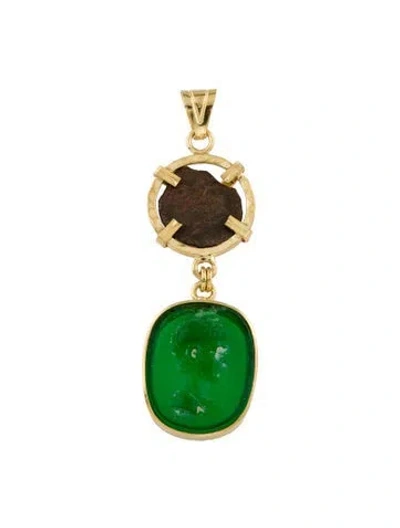 Pre-owned Tagliamonte Ancient Coin & Glass Intaglio Pendant, 2.5" In Multi