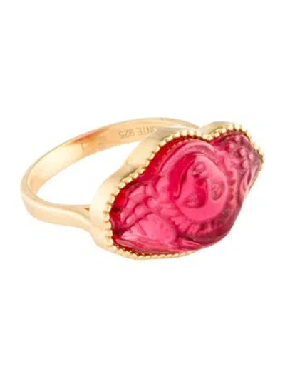 Pre-owned Tagliamonte Bacchus Venetian Cameo Cocktail Ring In Red