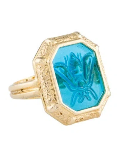 Pre-owned Tagliamonte Bee Venetian Intaglio Cocktail Ring In Blue