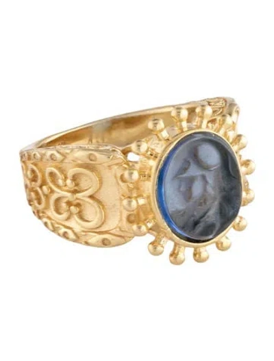 Pre-owned Tagliamonte Cameo Cocktail Ring In Blue