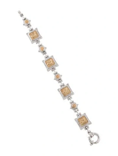 Pre-owned Tagliamonte Cameo Link Bracelet, 7" In Multi