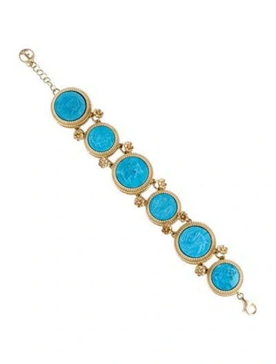 Pre-owned Tagliamonte Carved Dyed Magnesite Athena Cameo Link Bracelet, 7.75" In Multi