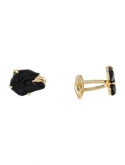 Pre-owned Tagliamonte Carved Onyx Horse Head Cuff Links In Multi