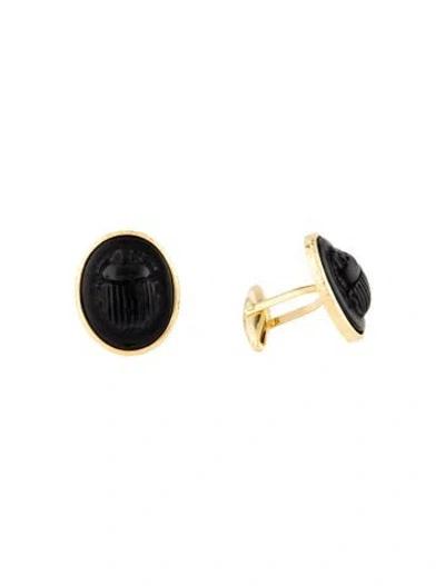 Pre-owned Tagliamonte Carved Onyx Scarab Cufflinks In Multi