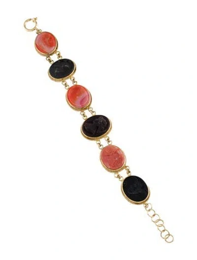 Pre-owned Tagliamonte Ceres Venetian Cameo & Intaglio Link Bracelet, 8.5" In Multi