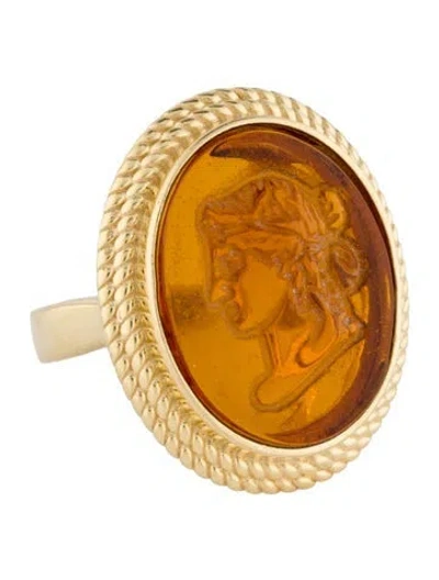 Pre-owned Tagliamonte Ceres Venetian Cameo Cocktail Ring In Orange