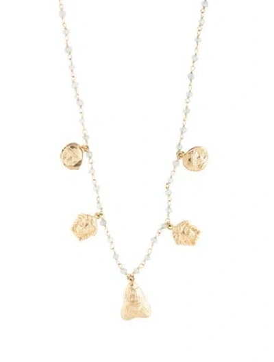 Pre-owned Tagliamonte Coated Quartz Bead Station Charm Necklace, 18" In Multi