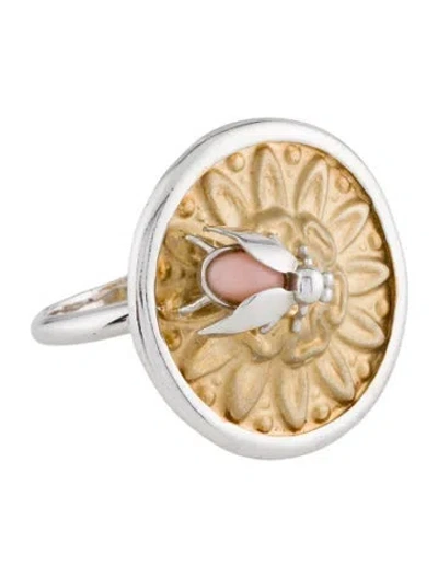 Pre-owned Tagliamonte Coral Bug On Flower Cocktail Ring In Multi