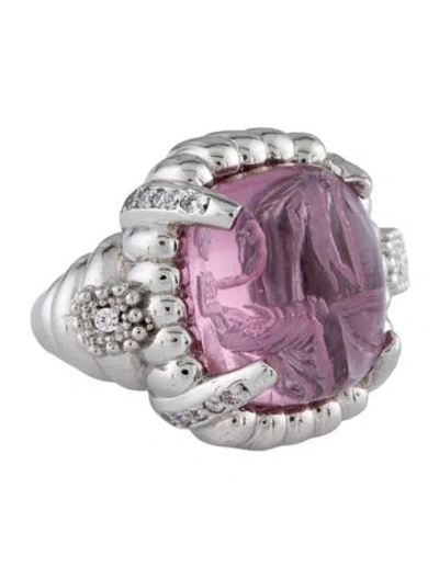 Pre-owned Tagliamonte Cubic Zirconia, Venetian Intaglio & Diamond Ring In Multi