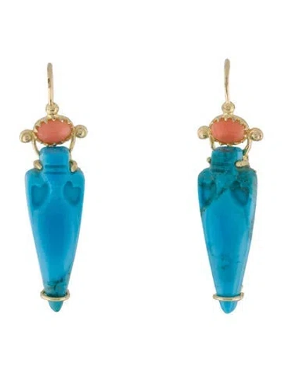 Pre-owned Tagliamonte Dyed Magnesite & Coral Drop Earrings In Multi