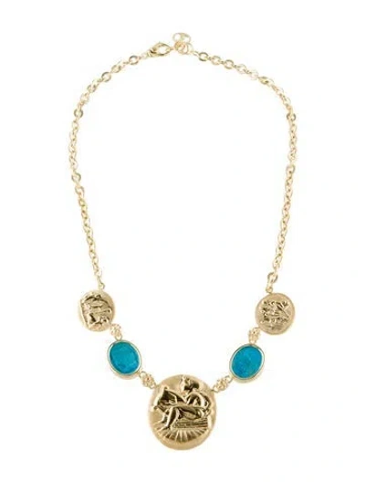 Pre-owned Tagliamonte Dyed Magnesite Cameo Angel Necklace, 18.5" In Multi