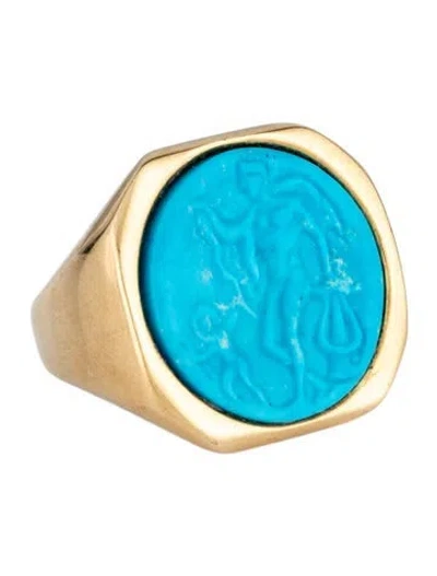 Pre-owned Tagliamonte Dyed Magnesite Cameo Apollo & Cupid Ring In Multi