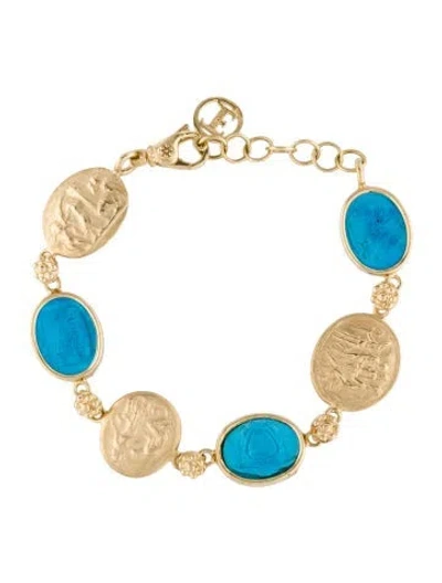 Pre-owned Tagliamonte Dyed Magnesite Cameo Bracelet, 7.5" In Multi