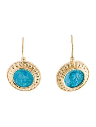 Pre-owned Tagliamonte Dyed Magnesite Cameo Drop Earrings In Multi