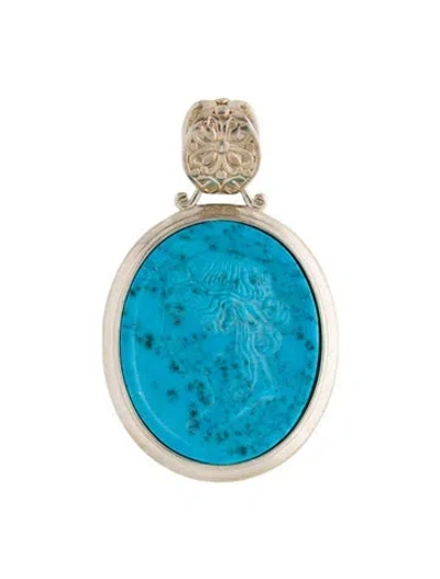 Pre-owned Tagliamonte Dyed Magnesite Cameo Pendant In Multi