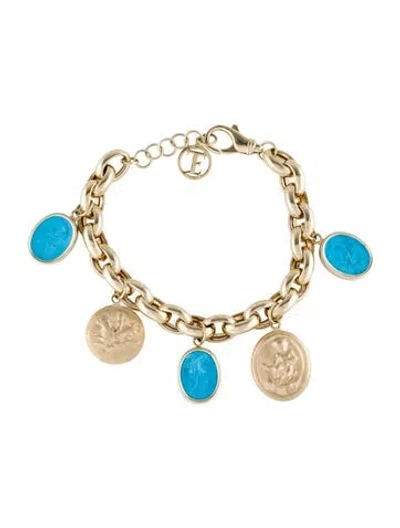 Pre-owned Tagliamonte Dyed Magnesite Charm Bracelet, 7.25" In Multi
