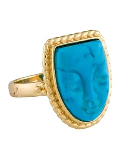 Pre-owned Tagliamonte Dyed Magnesite Mask Ring In Multi